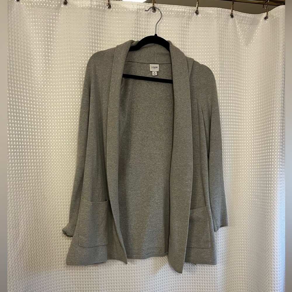 J Crew Gray Open-Front Sweater